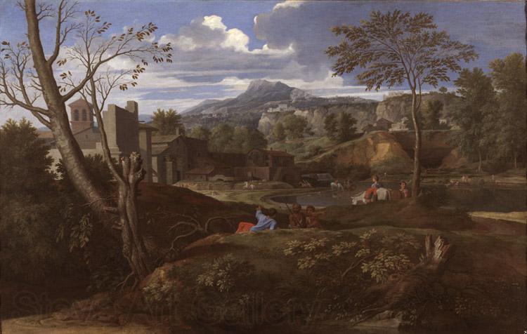 Nicolas Poussin Landscape with Three Men (mk08) Norge oil painting art